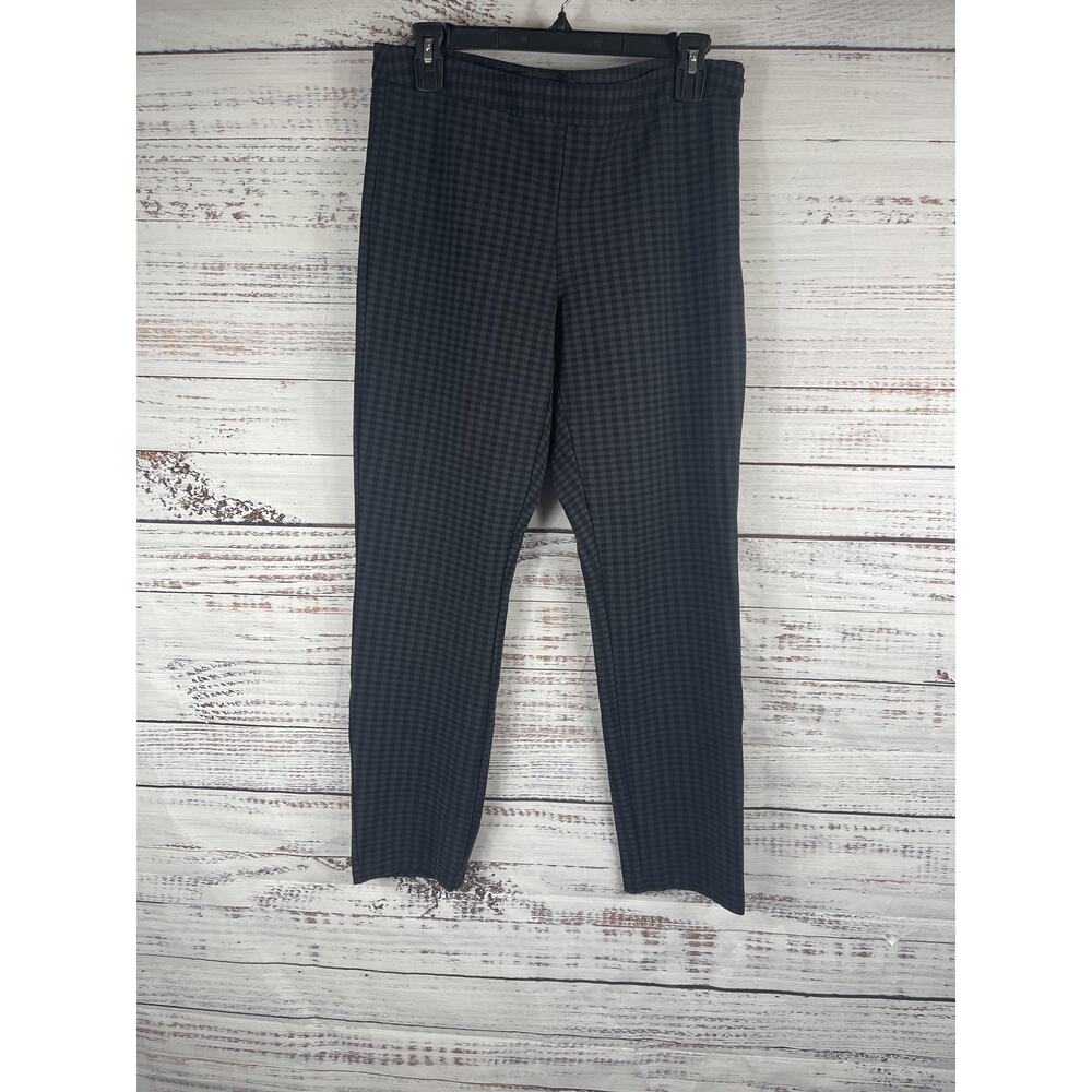 Amanda +Chelsea Pants Womens 10 Black Gray Plaid Slim Stretch Career Office Work